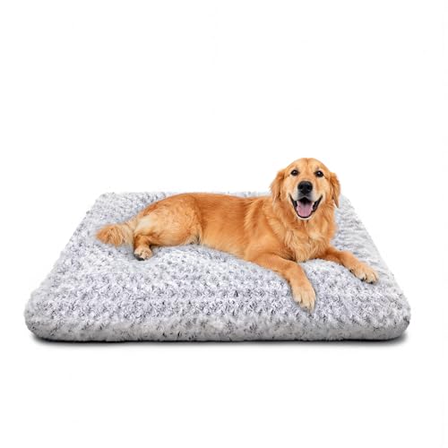 Dog Beds Large Sized Dog, Washable Durable Pet Bed, Deluxe Plush Soft & Comfortable Dog Crate Bed Pad for Large, Jumbo, Medium, Small Dogs Breeds, 35"X 23"-XL, Light Gray - color: Light Grey, size: 35"L x 23"W x 4"Th