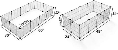 LURIVA DIY Small Animal Playpen, Pet Playpen, Guinea Pig Cages, Rabbit Playpen, Dog Puppy Playpen, Indoor Metal Wire Yard Fence, 15 X 12 Inch, 12 Panels, Black