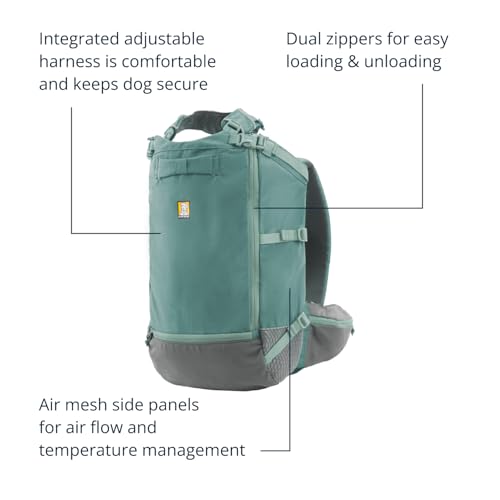 Ruffwear, Hitch Hiker Dog Backpack Carrier, Hands-Free Dog Carrier Backpack with Breathable Mesh, EVA Foam Padding, Durable Polyester, Lightweight Design for Small Dogs, River Rock Green, Small - color: River Rock Green, size: Small