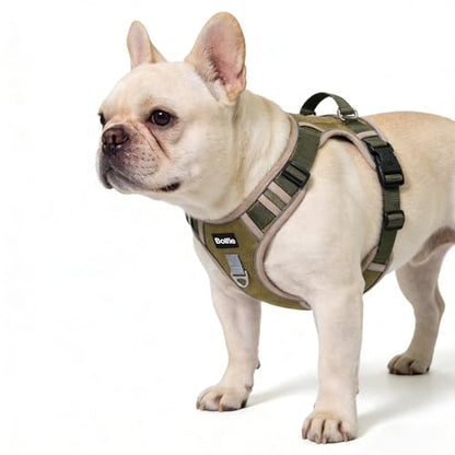 Small Dog Harness, Heavy Duty Tactical No-Pull Reflective Harness & Collar Set — Secure, No Choke, Easy On and Off Pet Vest, Adjustable Dog Vest with Breathable Padded for Walking Hiking Training - size: Small