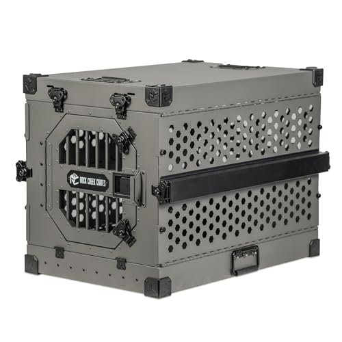 ROCK CREEK CRATES Collapsible Dog Crate: Meticulously Engineered, Durable Aluminum Construction, Non Slip Feet | 10 Year Warranty | Ideal for Indoor & Vehicle Use (Gray, 30 Inch) - color: Gray, size: 30.3"L x 20.4"W x 22.3"H