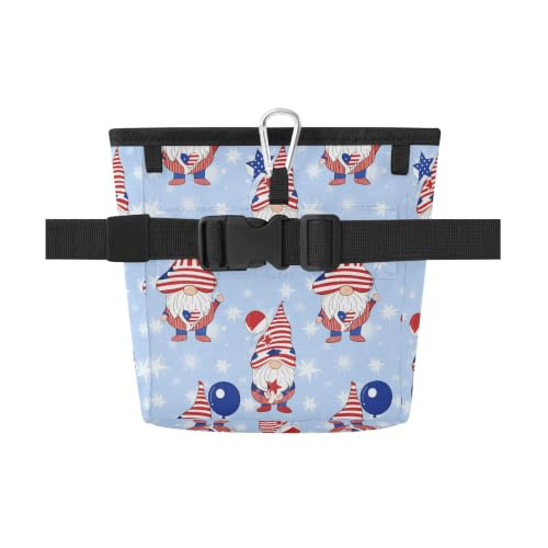 Independence Day Water-Resistant Dog Treat Pouch, 3 Ways to Wear Treat Bag with Magnetic Closure & Reflective Strip, Hands-Free for Pet Training, Walking
