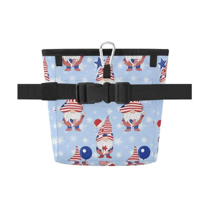 Independence Day Water-Resistant Dog Treat Pouch, 3 Ways to Wear Treat Bag with Magnetic Closure & Reflective Strip, Hands-Free for Pet Training, Walking