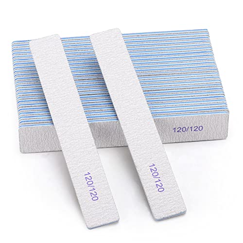25 Pieces 120 Grit Rectangle Nail Files for Acrylic Nails and Natural Nails, Reusable Nail Buffers Double Sided Emery Boards Manicure Tools - size: 120/120 Grit(25 Count)