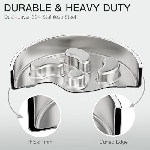 Slow Feeder Dog Bowl-3Cups for Large Breeds, Double Wall Food-Grade Stainless Steel, Heavy Duty with Non-Slip Rubber Base, Puzzle Maze Bowl to Slow Down Eating [2Pack] - color: Spiral-2Pack, size: L 3~3.5Cups
