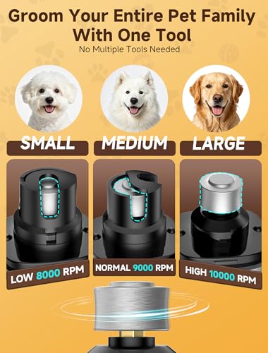 Dog Nail Grinder, Quiet Electric Dog Nail Trimmer with 2 LED Lights, 3-Speed Pet Nail Grinder for Dogs & Cats, Rechargeable 2000mAh Nail Grinder for Small Medium Large Dogs with Light, Black - color: Black