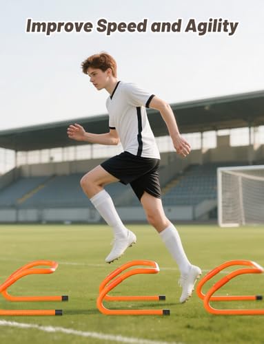 GHB Agility Hurdles Adjustable 8.3"&12.6" Speed Training Equipment Set | Foldable, Sturdy, Drill Guide &Carry Bag Included, For Amateur & Athletes, Soccer & Basketball - color: Orange 6 Pack