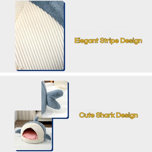 Shark Cat Bed, Shark Shaped Kennel, 2026 Cute Winter Warm Soft Shark Mouth Cat Bed Cave, Kitten Bed Hideout House for Cat, Small Dogs (Gray, 17 * 16 * 12.6in, Under 15.4 lbs cat) - color: Gray, size: 17*16*12.6in, Under 15.4 lbs cat