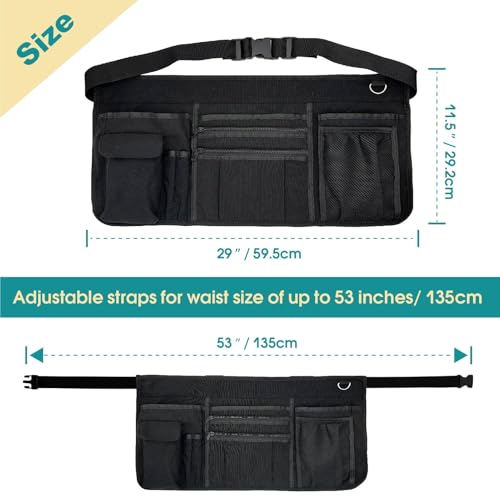 Multi-Pocket Waitress Apron: Adjustable Half Apron for Servers, Waiters, and Kitchen Staff, Ideal for Restaurants, Bistros, and Kitchens, Black