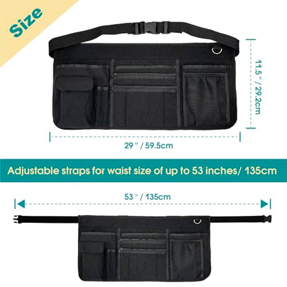 Multi-Pocket Waitress Apron: Adjustable Half Apron for Servers, Waiters, and Kitchen Staff, Ideal for Restaurants, Bistros, and Kitchens, Black
