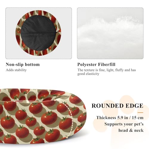 Pet Bed Tomatos Beige Cat Snuggler Soft Winter Cushion, Cozy Round Bolster Nest for Indoor Kittens & Small Pets 15" - size: X-Small