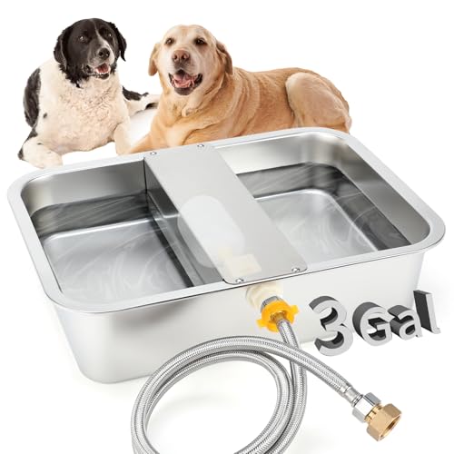 BWOGUE 3 Gal Automatic Dog Water Dispenser for Large Dogs Stainless Steel Outdoor Water Bowl Large Breed Self Filling Dog Waterer Feeder for Dogs Cat Chicken Livestock - size: 3 Gal