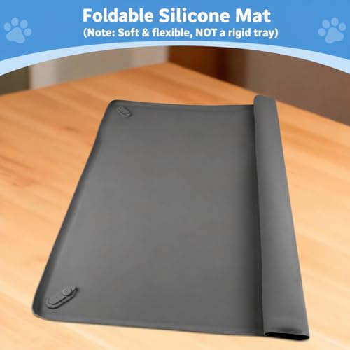ALOOF Large Silicone Dog Pee Pad Holder 25x36 in, Puppy Potty Training Tray with Magnetic Snaps & Raised Edges, Non-Slip Floor Protector, Gray