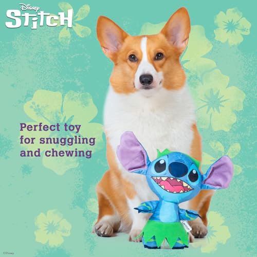 Disney for Pets Lilo and Stitch Bow Wow Luau Plush Dog Toy, – Squeaker & Crinkle Sound – Cute Dog Toy Fans, 9 Inch - color: Stitch Plush, size: 9 Inch