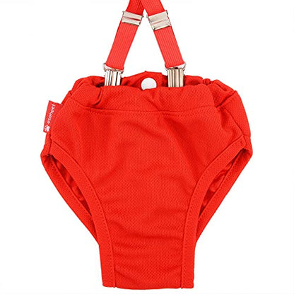 SMALLLEE_LUCKY_STORE Red Lace Girl Dog Diapers for Female with with Suspender Washable Reusable Cloth Sanitary Pants for Heat Cycle Incontinence Puppy Training - size: XL
