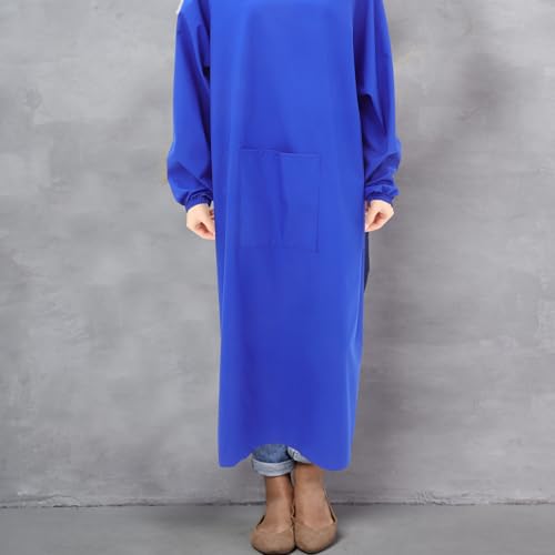 HOMSFOU Waterproof Apron with Long Sleeves Oilproof and Easy to Maintain Smock for Dishwashing Kitchen Work - color: Blue