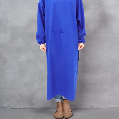 HOMSFOU Waterproof Apron with Long Sleeves Oilproof and Easy to Maintain Smock for Dishwashing Kitchen Work - color: Blue