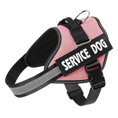 MUMUPET Service Dog Vest Harness, No Pull Reflective Adjustable with Handle, Soft Breathable Padding for Small Dogs, 2 Removable Velcro Patches (Pink, XS) - color: Pink, size: X-Small