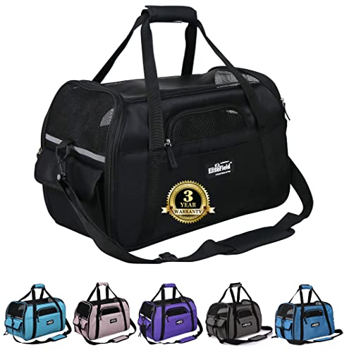EliteField Soft Sided Pet Carrier (3 Year Warranty, Airline Approved), Multiple Sizes and Colors Available (Medium: 17" L x 9" W x 12" H, Black) - color: Black, size: 17.0"L x 9.0"W x 12.0"H