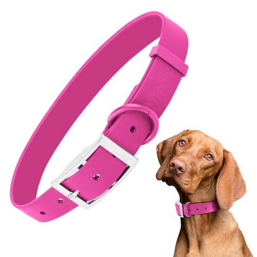 Wisedog Small Puppy Collar, XS 7"-10" × 1/2 in, Rose Violet | Soft Rubber Coated Webbing, Cute Pet Collars, For Small Dogs Cats - color: Rose Violet