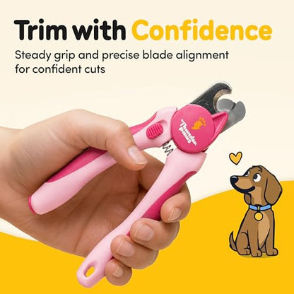 LED Dog Nail Clippers with Light Illumination, Trimmers with Protective Guard, Safety Lock and Nail File - Suitable for Large and Small Dogs & Cats (Pink) - color: Pink, size: Medium-Large (LED)