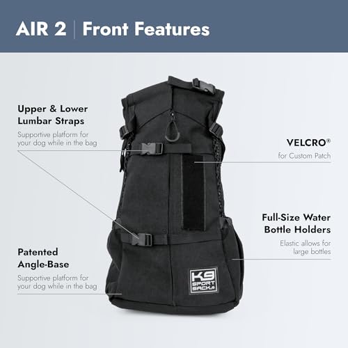 K9 Sport Sack Air 2 - Medium, Jet Black | For Dogs with 17-19” Back Length - Breathable Backpack-Style Carrier - Perfect for Walks, Short Hikes & Public Transportation