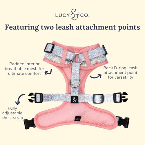 Lucy & Co. Ditsy Daydream No-Pull Dog Harness, Adjustable Front Clip Harness with Comfort Padding, X-Large - color: Ditsy Daydream, size: X-Large