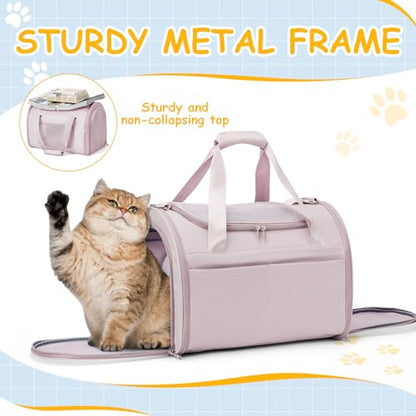 Cat Carrier Soft, Pet Dog Carrier Soft-Sided Airline Approved, Pet Travel Carrier Up to 20lbs, Collapsible Cat Carrier Dog Carrier for Medium Cats Small Dogs, Pink - color: Pink