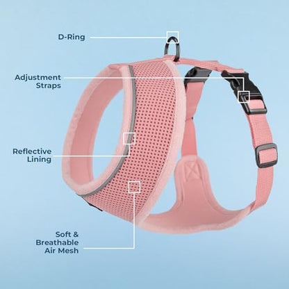 Best Pet Supplies Voyager Aerolite Over the Head Dog Harness, No Pull Breathable Air Mesh Vest, Quick Dry with Reflective Stitching, Adjustable Escape Resistant Harness - Pink, Medium - color: Pink, size: M