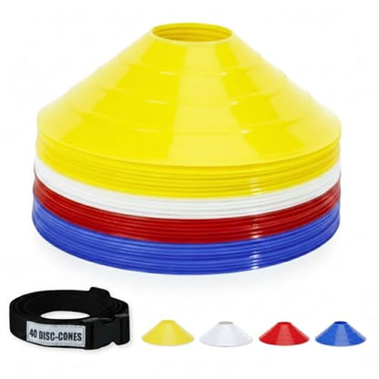 GSi Sports Training Cones for Agility Drills – Soccer & Basketball Multi-Sport Field Markers, Durable Flexible Cones in Multiple Shapes & Packs (20–80 Pack) - style: Regular - 40 Pack