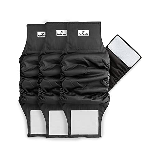 Pet Parents Washable Belly Band Male Dog Diapers, Dog Wraps and EXTENDRS, Black, X-Small: 1 - color: Black, size: X-Small (11-13")