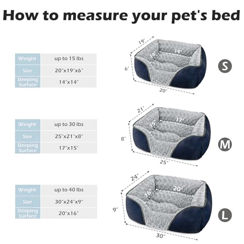 INVENHO Medium Dog Bed Rectangle Washable Orthopedic Soft Calming Sleeping Durable Pet Cuddler with Anti-Slip Bottom - color: Navy, size: M(25"x 21"x 8")