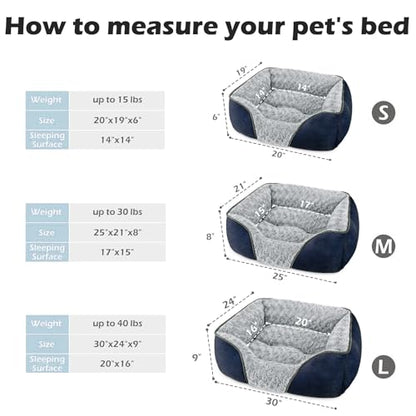 INVENHO Medium Dog Bed Rectangle Washable Orthopedic Soft Calming Sleeping Durable Pet Cuddler with Anti-Slip Bottom - color: Navy, size: M(25"x 21"x 8")