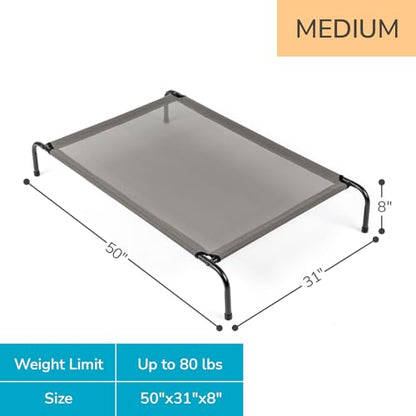 Elevated Dog Bed, Outdoor Raised Dog Cots Bed for Large Dogs, Portable Standing Pet Bed with Washable Breathable Mesh, No-Slip Feet for Indoor Outdoor, Large, Gray