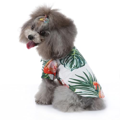 Tangpan Daisy Tropical Print Pet Dog Shirt Puppy Summer Hawaiian Beach Polo Shirts Clothes (Y White,XS) - color: Y White, size: X-Small