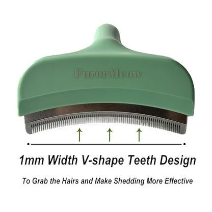 Pet Deshedding Tool with Curve Blade, Cat Grooming Brush, Tight V-shaped Teeth Shedding Comb for Cats and Dogs (Green, Large) - color: Green, size: Large