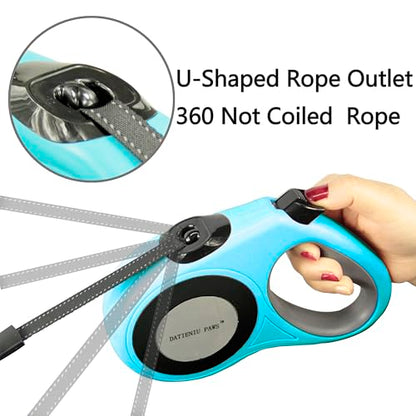 XL 16FT Retractable Dog Leash for Large Dog up to 120 lbs, Chew Proof Steel Wire Extender, One-Hand Brake & Lock, Tangle-Free Heavy Duty Walking Leash XL Blue - color: Blue