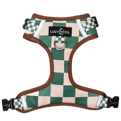 Lucy & Co. Cute No-Pull You're a Square Harness - Stop Pulling & Walk Easy - Harness Available in XS-XL for Small, Medium, and Large Dogs (X-Large, White & Green Checks) - color: The You're a Square No-Pull Harness, size: X-Large