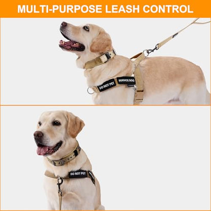 Annchwool No Pull Dog Harness,Heavy Duty Reflective Collar & Leash Set-Leash with Double Handle & Car Seatbelt Clip-Easy Control for Walking Training Medium Large Size Dogs(Brown,M) - color: Brown, size: M