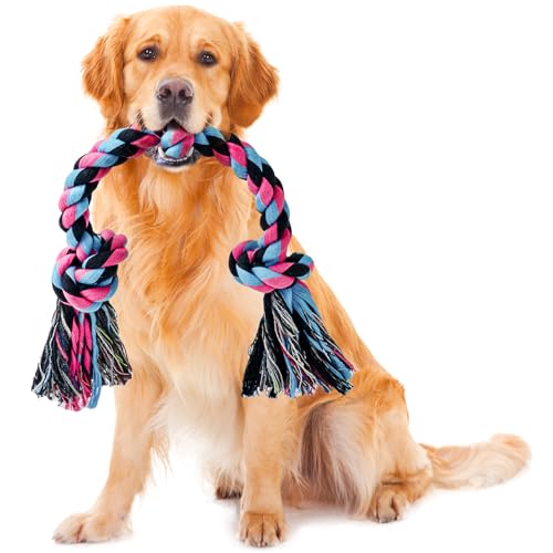 Dog Rope Toy for Large Dogs, Heavy Duty Chew Toys for Aggressive Chewers, Indestructible Durable Cotton Tug of War Rope Toys for Medium to Large Breed Teeth Cleaning - color: 1 Pack-Large, size: Large