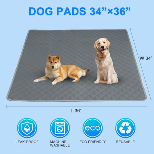 Washable Pee Pads for Dogs 34"x36" Reusable Puppy Pad Pet Training Pads, Waterproof Mat Non-Slip, Dog Pee Pad Whelping Pads Dog Mat-Playpen,Crate,Sofo,Car,Potty,Bed - size: 34"×36"
