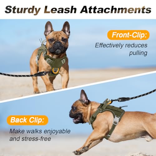 BARKBAY Service Dog Vest Tactical Dog Harness Medium Large Sized Dog No Pull Adjustable Dog Harness Reflective K9 Working Training Easy Control Military Molle System(Green,S) - color: Green, size: Small