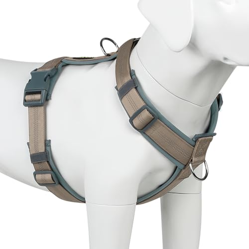 Plutus Pet No Pull Dog Harness, Adjustable Nylon Harness with Soft Padding, Reflective and Heavy Duty Dog Harness for Small, Medium, Large Dogs(Beige, L) - color: Beige, size: L