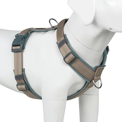 Plutus Pet No Pull Dog Harness, Adjustable Nylon Harness with Soft Padding, Reflective and Heavy Duty Dog Harness for Small, Medium, Large Dogs(Beige, L) - color: Beige, size: L