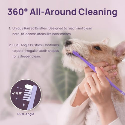 HICC PET Toothbrush for Dogs & Large Cats, Ergonomic Pet Toothbrush for Easy Teeth Cleaning,Gentle on Gums, Cat & Dog Dental Care – Toothpaste Not Included - color: Purple for Dogs & Large Cats