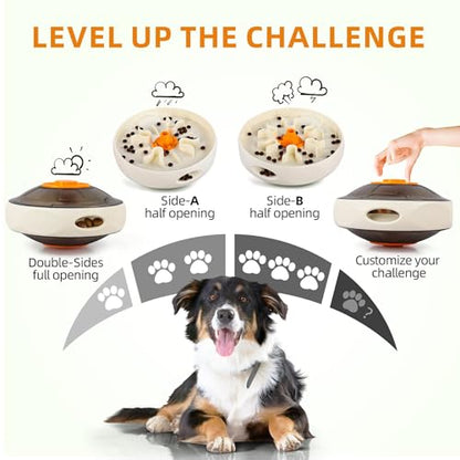 XCZAP UFO Treat-Dispensing Dog Toy, Interactive Puzzle Slow Feeder for Mental Enrichment, Durable Wobble Toy for Small/Medium/Large Breeds, Boredom Buster & Slow Eating Training Tool