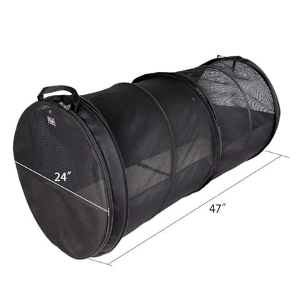 Pet Tube Soft Car Crate Large Kennel The Safe Dog and Cat Travel Mobile Home Pet Limo with Seat Belts and Storage Bag 47Lx24H Grey Color