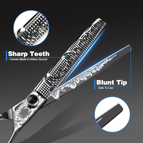 JASON 8 Inch Dog Thinning Scissors Ergonomic Pets Grooming Thinner Blender Shears Cat Trimming Texturizing with Offset Handle, Light Weight, Sharp, Safe, Comfortable, Stainless Steel - style: 60-teeth-Thinner