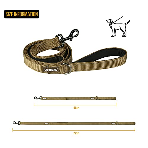 OneTigris Handled No-Pull Dog Walking Leash Long Traffic Leads for Medium to Large Dogs (Brown, 6FT) - color: Brown, size: 6FT