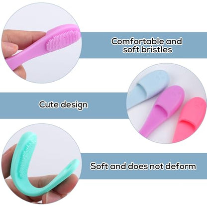 4 Pcs Cat Chin Brushes, Soft Silicone Manual Facial Cleansing Scrubber Cats Chin Cleaner Dog Finger Toothbrush Pet Tooth Brush with Improved Design for Dogs Cats Puppies Chin Cleaning Dental Care